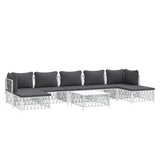 8 Piece Garden Lounge Set with Cushions White Steel