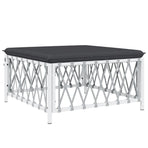 8 Piece Garden Lounge Set with Cushions White Steel