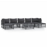 8 Piece Garden Lounge Set with Cushions Anthracite Steel