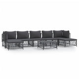 8 Piece Garden Lounge Set with Cushions Anthracite Steel - Front View