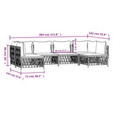 6 Piece Garden Lounge Set with Cushions White Steel - Low Angle