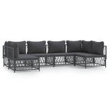 6 Piece Garden Lounge Set with Cushions Anthracite Steel - Front View