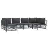 6 Piece Garden Lounge Set with Cushions Anthracite Steel - Side View