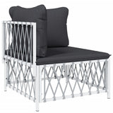 7 Piece Garden Lounge Set with Cushions White Steel - Top-Down View
