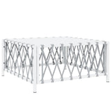 7 Piece Garden Lounge Set with Cushions White Steel - Rear View