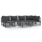 7 Piece Garden Lounge Set with Cushions Anthracite Steel