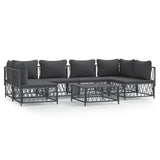 7 Piece Garden Lounge Set with Cushions Anthracite Steel - Front View