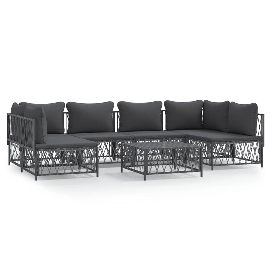 7 Piece Garden Lounge Set with Cushions Anthracite Steel