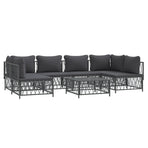 7 Piece Garden Lounge Set with Cushions Anthracite Steel