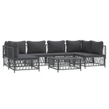 7 Piece Garden Lounge Set with Cushions Anthracite Steel - Side View