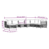 8 Piece Garden Lounge Set with Cushions White Steel - Extra Image