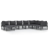 8 Piece Garden Lounge Set with Cushions Anthracite Steel - Front View