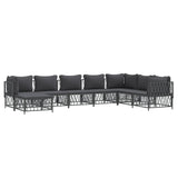 8 Piece Garden Lounge Set with Cushions Anthracite Steel - Side View