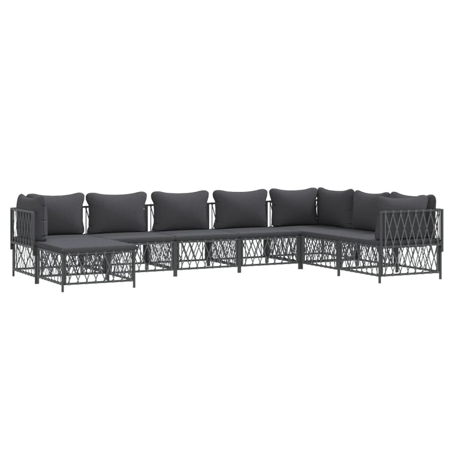 8 Piece Garden Lounge Set with Cushions Anthracite Steel