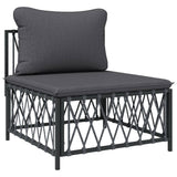 8 Piece Garden Lounge Set with Cushions Anthracite Steel - 45-Degree Angle