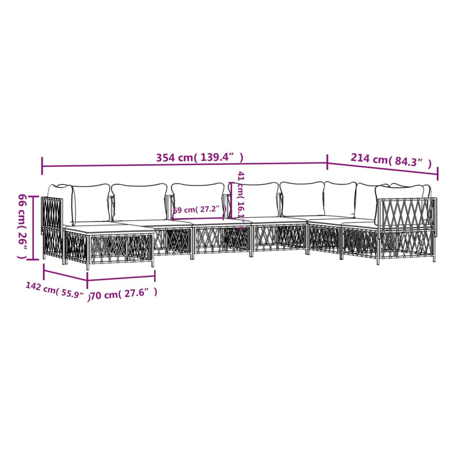 8 Piece Garden Lounge Set with Cushions Anthracite Steel