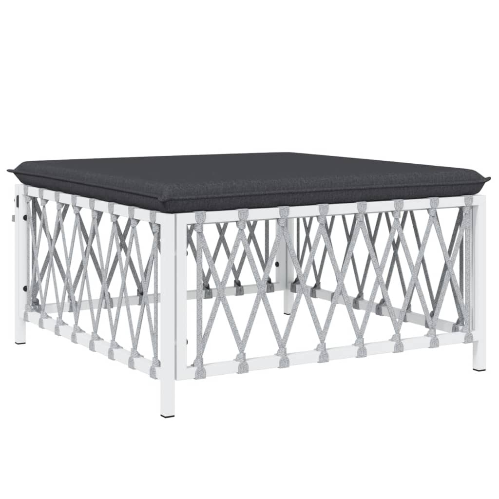 9 Piece Garden Lounge Set with Cushions White Steel