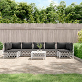 8 Piece Garden Lounge Set with Cushions White Steel