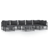 8 Piece Garden Lounge Set with Cushions Anthracite Steel - Front View