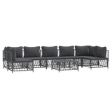 8 Piece Garden Lounge Set with Cushions Anthracite Steel - Side View