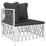 6 Piece Garden Lounge Set with Cushions White Steel - Top-Down View