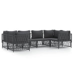 6 Piece Garden Lounge Set with Cushions Anthracite Steel