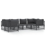 6 Piece Garden Lounge Set with Cushions Anthracite Steel - Front View