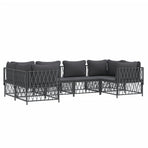 6 Piece Garden Lounge Set with Cushions Anthracite Steel
