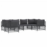 6 Piece Garden Lounge Set with Cushions Anthracite Steel - Side View