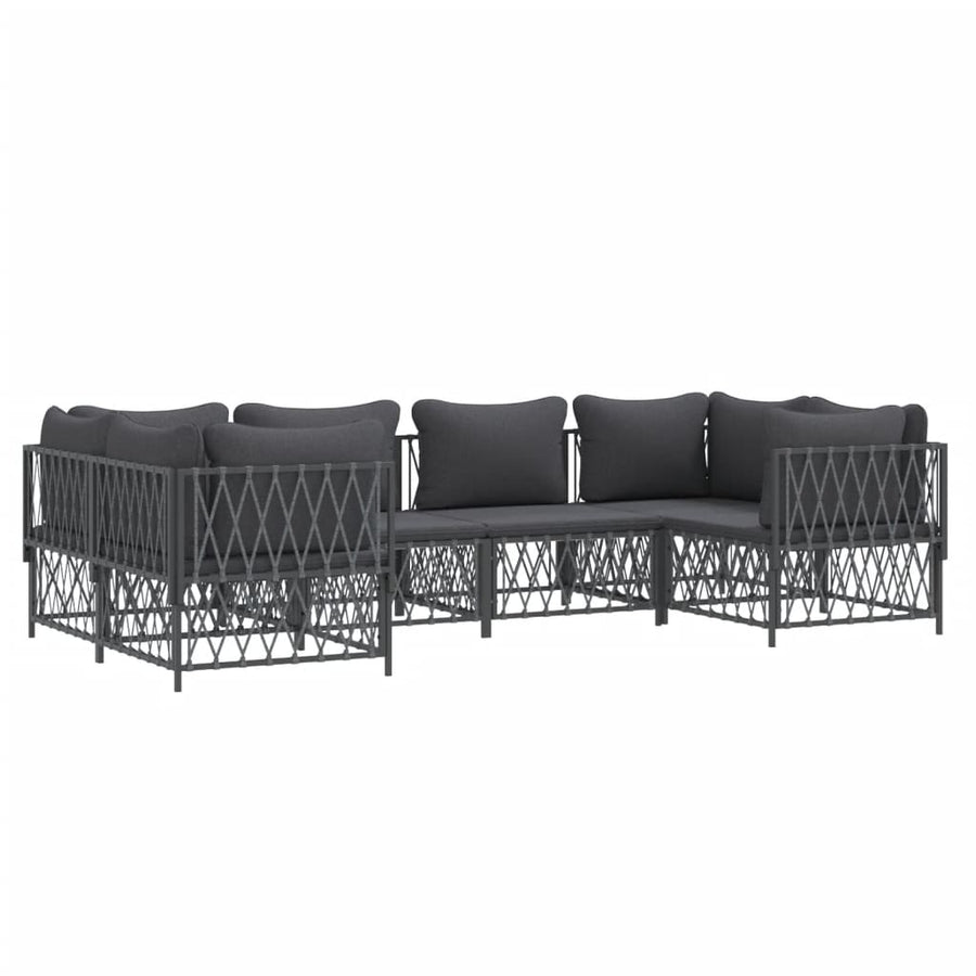 6 Piece Garden Lounge Set with Cushions Anthracite Steel