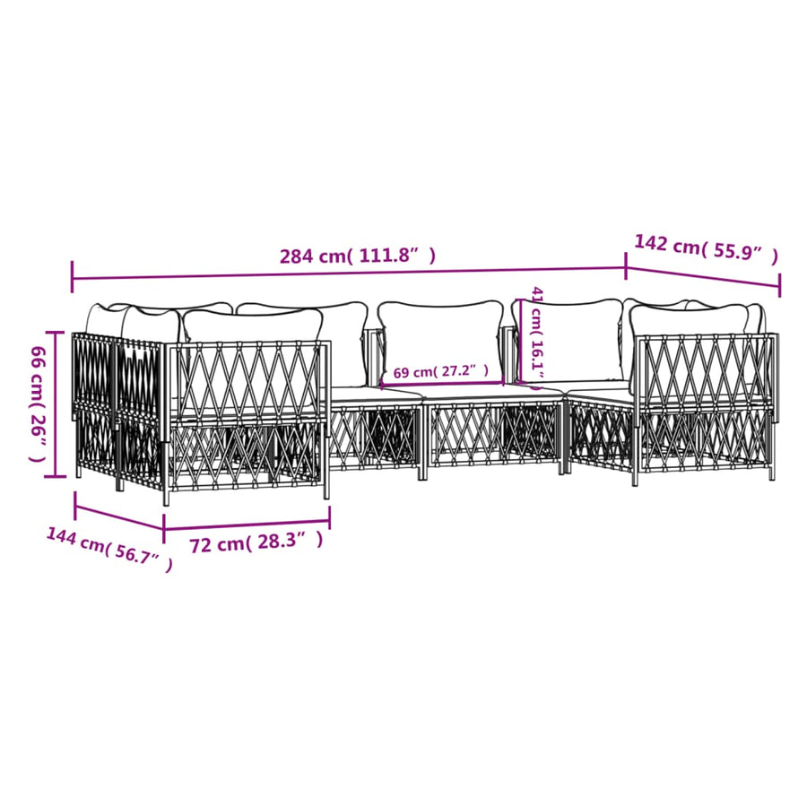 6 Piece Garden Lounge Set with Cushions Anthracite Steel