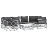 7 Piece Garden Lounge Set with Cushions White Steel - Side View