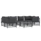 7 Piece Garden Lounge Set with Cushions Anthracite Steel - Side View