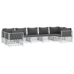 7 Piece Garden Lounge Set with Cushions White Steel