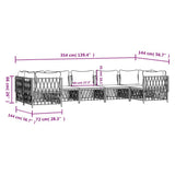 7 Piece Garden Lounge Set with Cushions White Steel