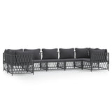 7 Piece Garden Lounge Set with Cushions Anthracite Steel - Front View
