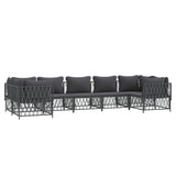 7 Piece Garden Lounge Set with Cushions Anthracite Steel - Side View