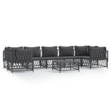8 Piece Garden Lounge Set with Cushions Anthracite Steel - Front View