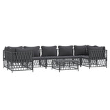 8 Piece Garden Lounge Set with Cushions Anthracite Steel - Side View