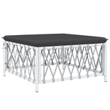 10 Piece Garden Lounge Set with Cushions White Steel - Rear View