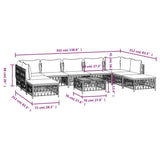 10 Piece Garden Lounge Set with Cushions White Steel