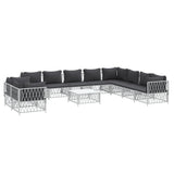 11 Piece Garden Lounge Set with Cushions White Steel