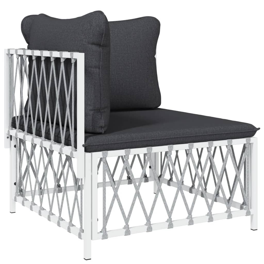 11 Piece Garden Lounge Set with Cushions White Steel
