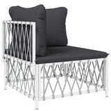 11 Piece Garden Lounge Set with Cushions White Steel - Top-Down View
