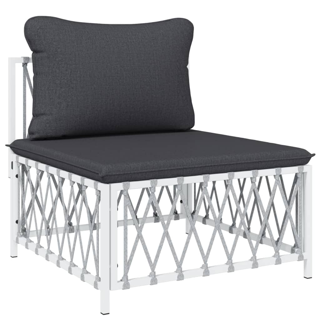 11 Piece Garden Lounge Set with Cushions White Steel