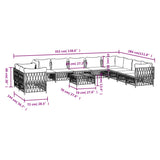 11 Piece Garden Lounge Set with Cushions White Steel