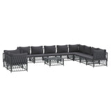 11 Piece Garden Lounge Set with Cushions Anthracite Steel - Side View