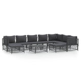 10 Piece Garden Lounge Set with Cushions Anthracite Steel - Front View