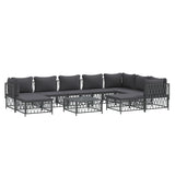 10 Piece Garden Lounge Set with Cushions Anthracite Steel - Side View