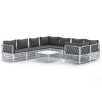 9 Piece Garden Lounge Set with Cushions White Steel
